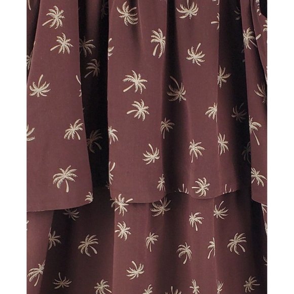 Madewell Women Dream Drift Overlay Palm Tree Silk Dress Lined Brown Size 4 C6315 - Picture 6 of 9